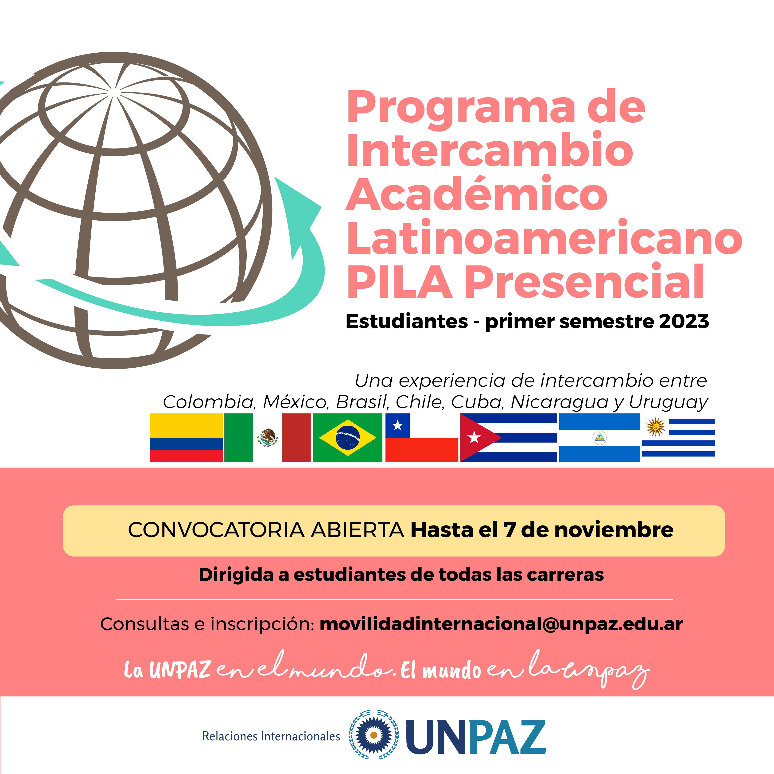 PROGRAMA DE MOVILIDAD: BECAS PILA PRESENCIAL, PRIMER SEMESTRE 2023 - UNPAZ