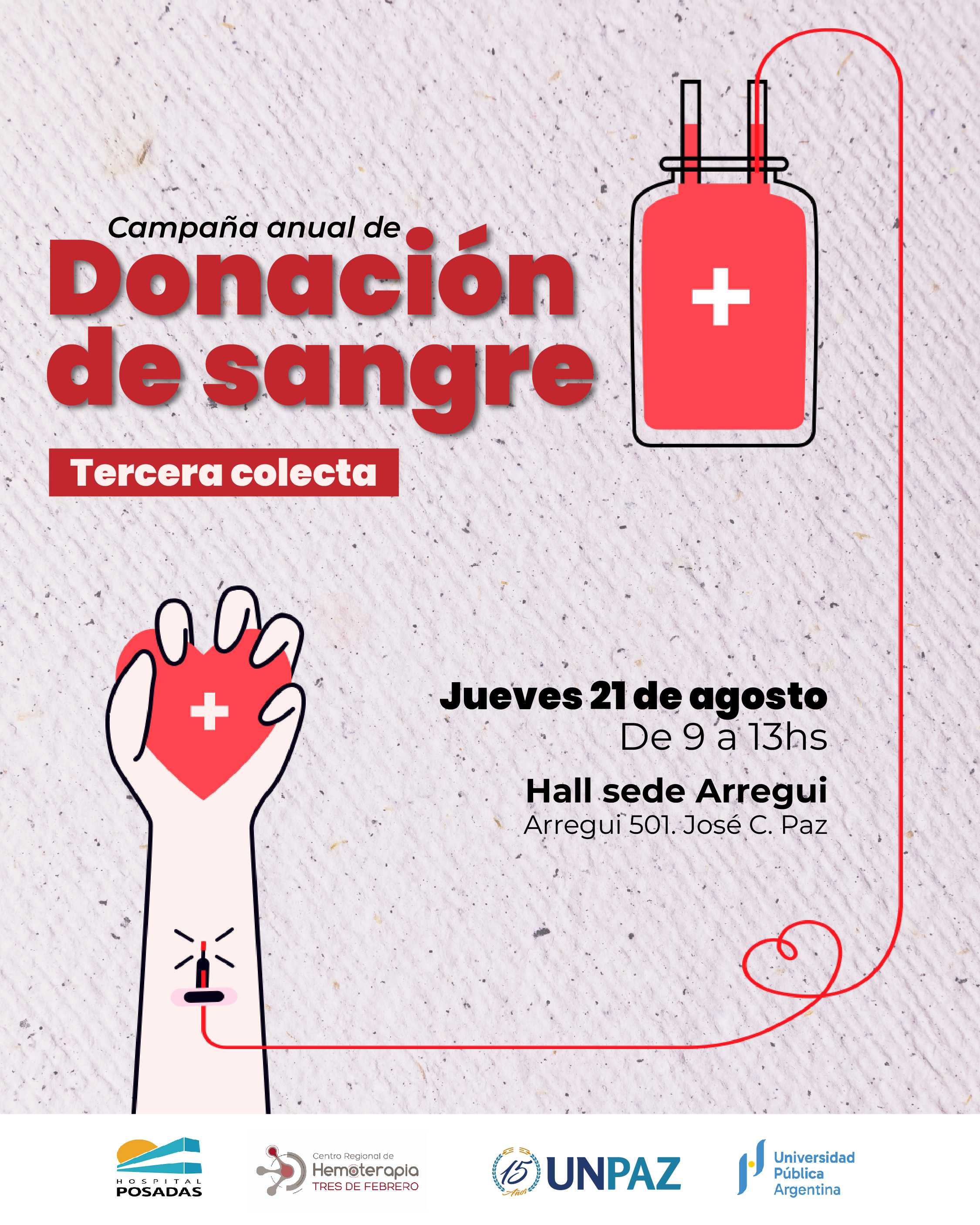 Tercera colecta donación de sangre - UNPAZ